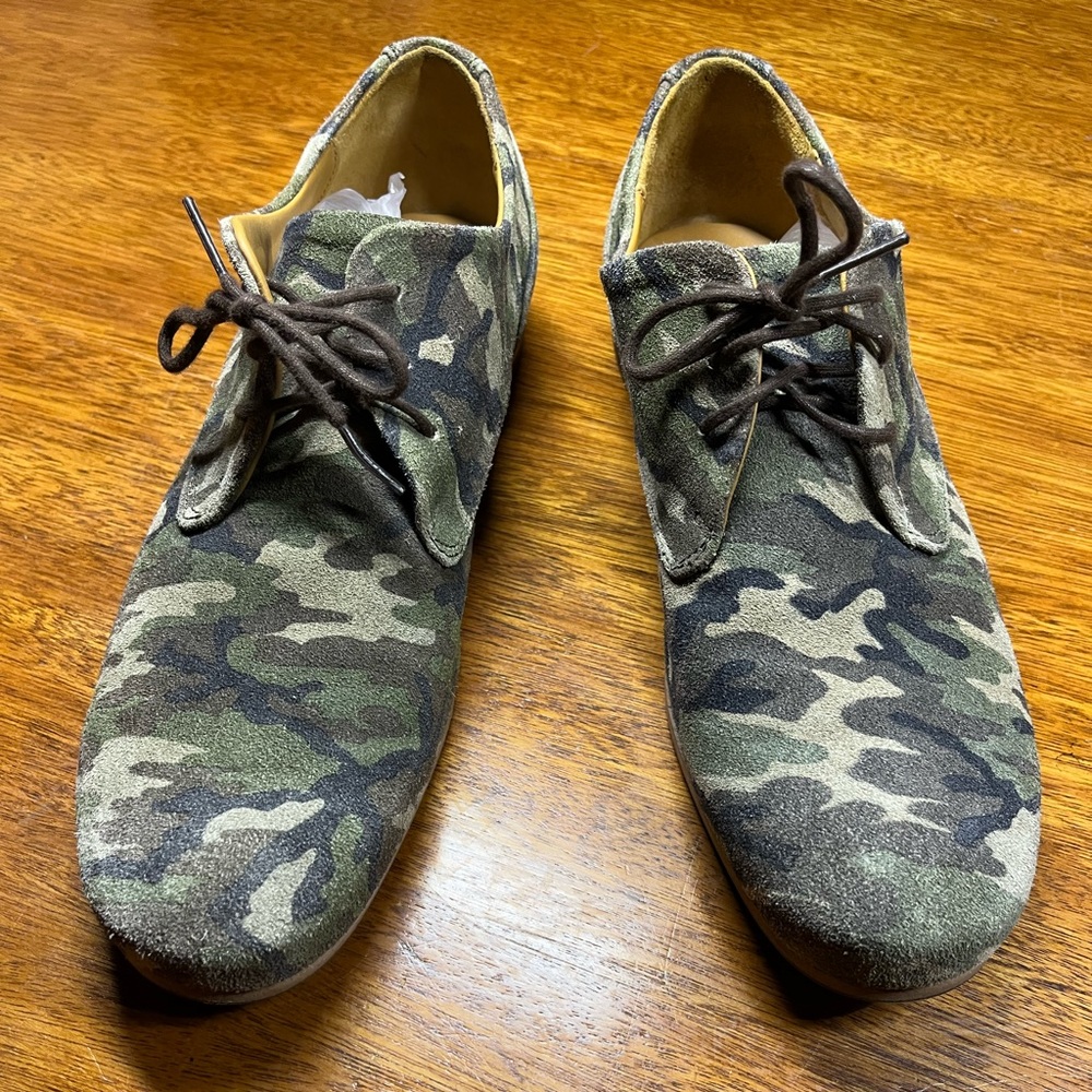 John Fluevog Camo Suede Healed CBC Oxford 933025 Mens 9